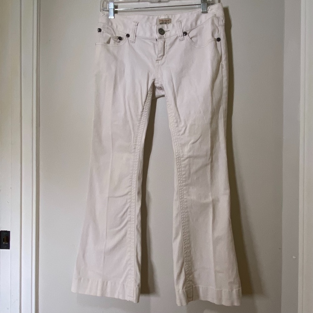 Free People Size 27 Cream Low Rise Flare Twill Pants